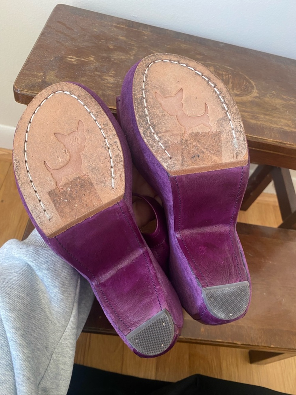 Purple Suede Platform Wedge Sandals - Picture 8 of 8